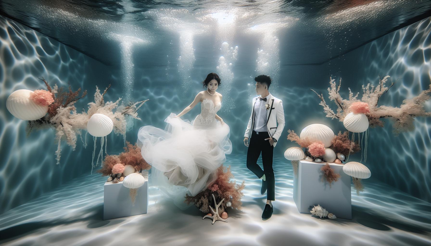 Šaty a vybavení pro podvodní svatbu