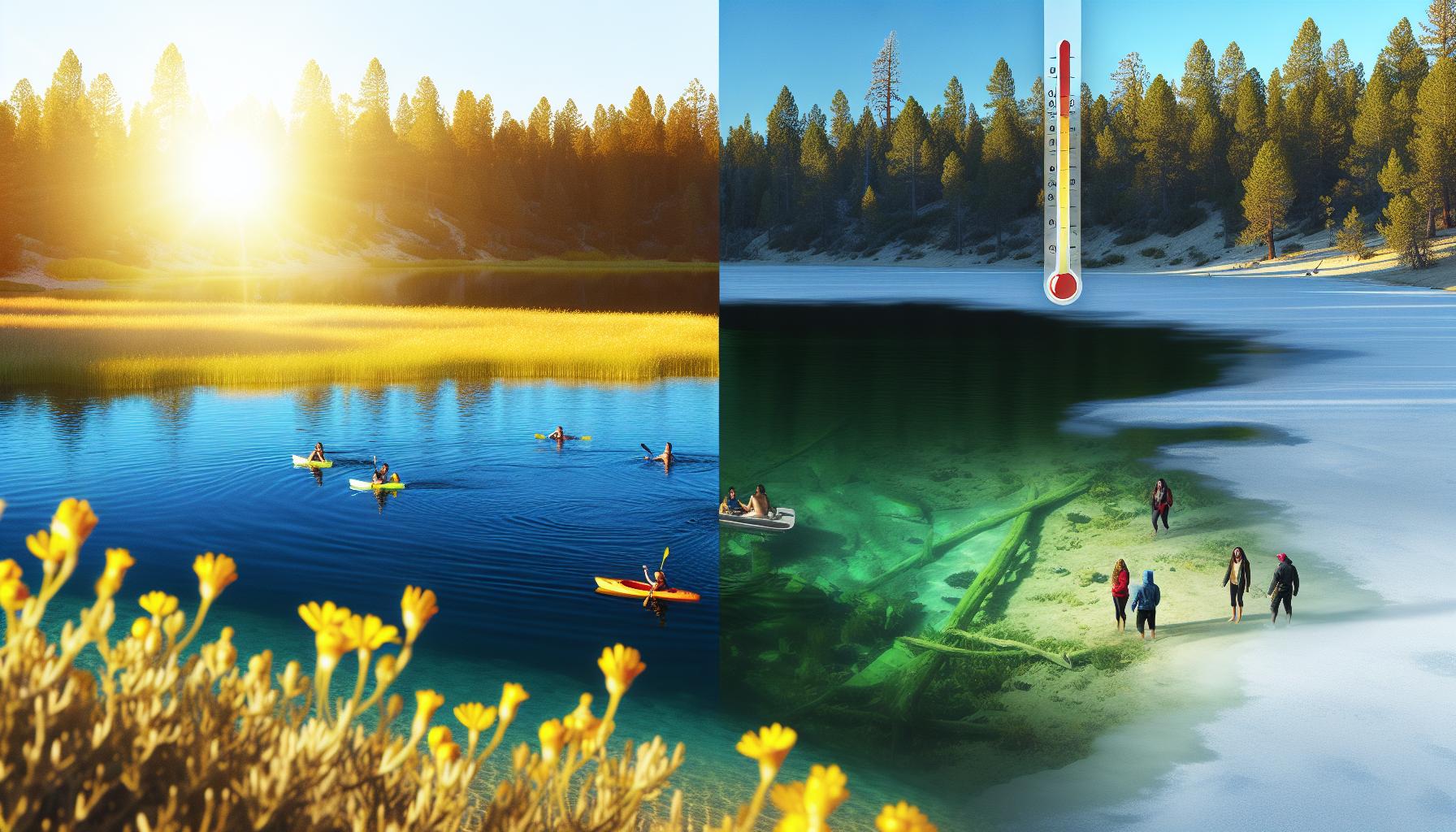 Měsíční průměry teplot vody v létě a zimě